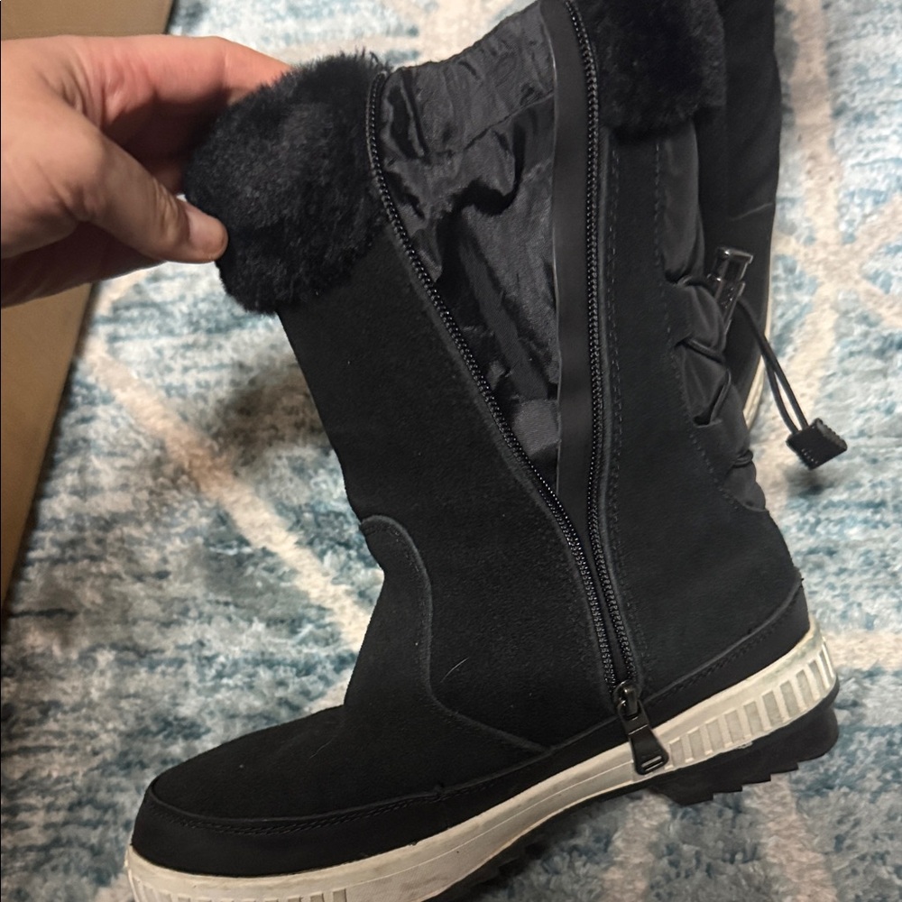 Pajar Black Winter Boots with Fur Trim size 8-8.5 - Picture 4 of 5